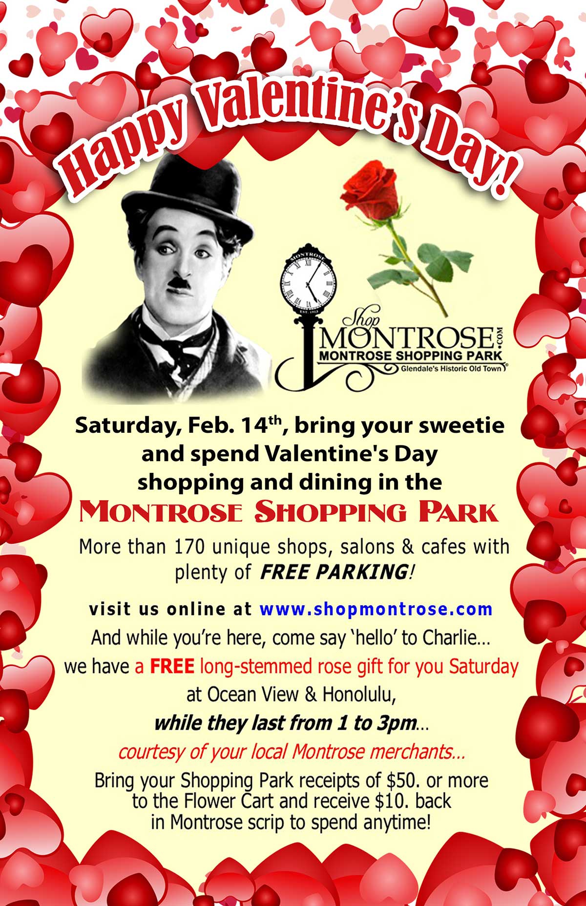 On Valentine's Day, February 14, 2026 in the Montrose Shopping Park, we invite you to be our Valentine!